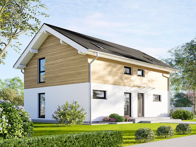 Fertighaus Plus 159 von Danwood Schlüsselfertig ab 406500€, Satteldach-Klassiker Außenansicht 2