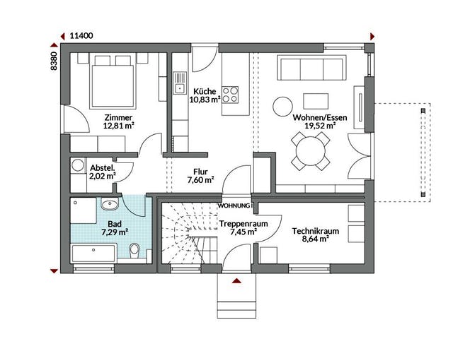 Fertighaus Plus 159 von Danwood S.A. - Zwei- und Mehrfamilienhäuser Schlüsselfertig ab 370300€, Grundriss 1