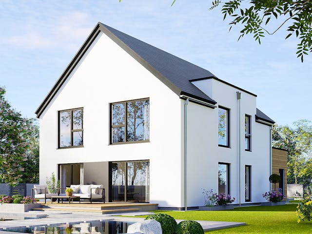 Fertighaus Plus 175 von Danwood Schlüsselfertig ab 463900€, Satteldach-Klassiker Außenansicht 2