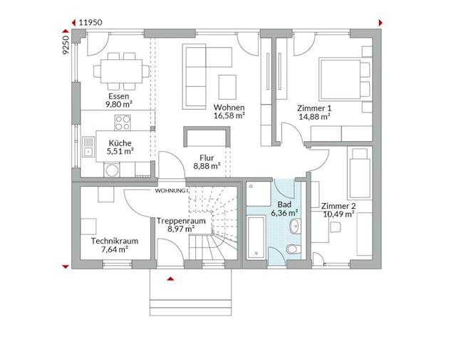 Fertighaus Plus 177 von Danwood Schlüsselfertig ab 426500€, Stadtvilla Grundriss 1