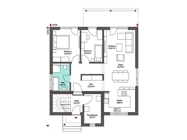 Fertighaus Plus 204 von Danwood S.A. - Zwei- und Mehrfamilienhäuser Schlüsselfertig ab 433100€, Stadtvilla Grundriss 1