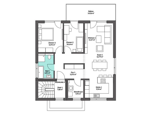 Fertighaus Plus 204 von Danwood S.A. - Zwei- und Mehrfamilienhäuser Schlüsselfertig ab 433100€, Stadtvilla Grundriss 2