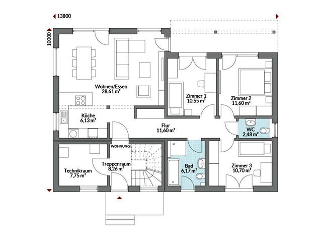 Fertighaus Plus 220 von Danwood S.A. - Zwei- und Mehrfamilienhäuser Schlüsselfertig ab 457400€, Stadtvilla Grundriss 1