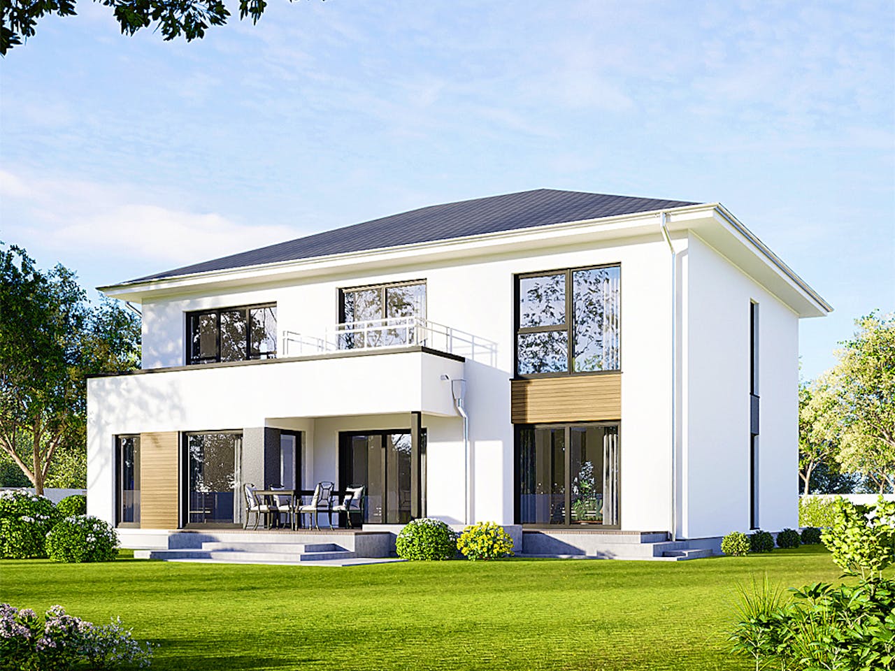 Fertighaus Plus 227 von Danwood Schlüsselfertig ab 524200€, Stadtvilla Außenansicht 1