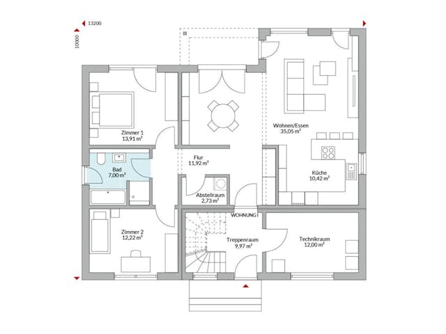 Fertighaus Plus 227 von Danwood Schlüsselfertig ab 524200€, Stadtvilla Grundriss 1