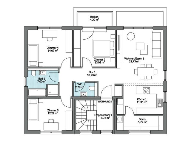 Fertighaus Plus 227 von Danwood S.A. - Zwei- und Mehrfamilienhäuser Schlüsselfertig ab 472700€, Stadtvilla Grundriss 2