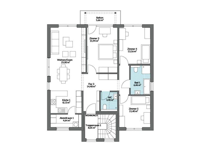 Fertighaus Plus 228 von Danwood S.A. - Zwei- und Mehrfamilienhäuser Schlüsselfertig ab 468200€, Stadtvilla Grundriss 2