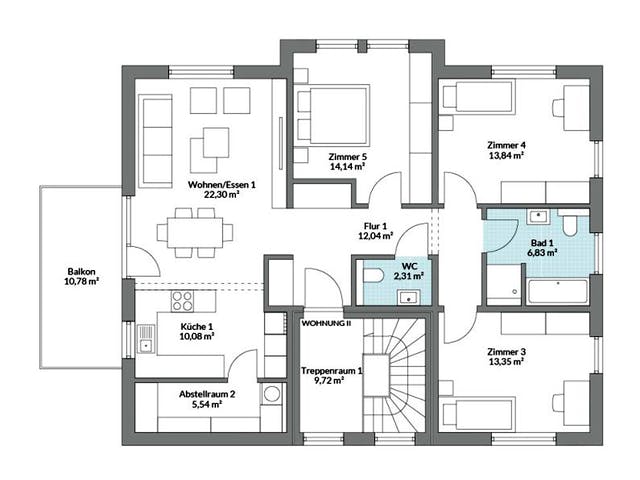Fertighaus Plus 232 von Danwood S.A. - Zwei- und Mehrfamilienhäuser Schlüsselfertig ab 472800€, Grundriss 2