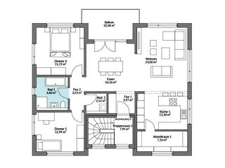 Fertighaus Plus 235 von Danwood Schlüsselfertig ab 529000€, Satteldach-Klassiker Grundriss 2