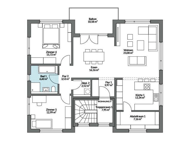 Fertighaus Plus 235 von Danwood S.A. - Zwei- und Mehrfamilienhäuser Schlüsselfertig ab 477400€, Grundriss 2