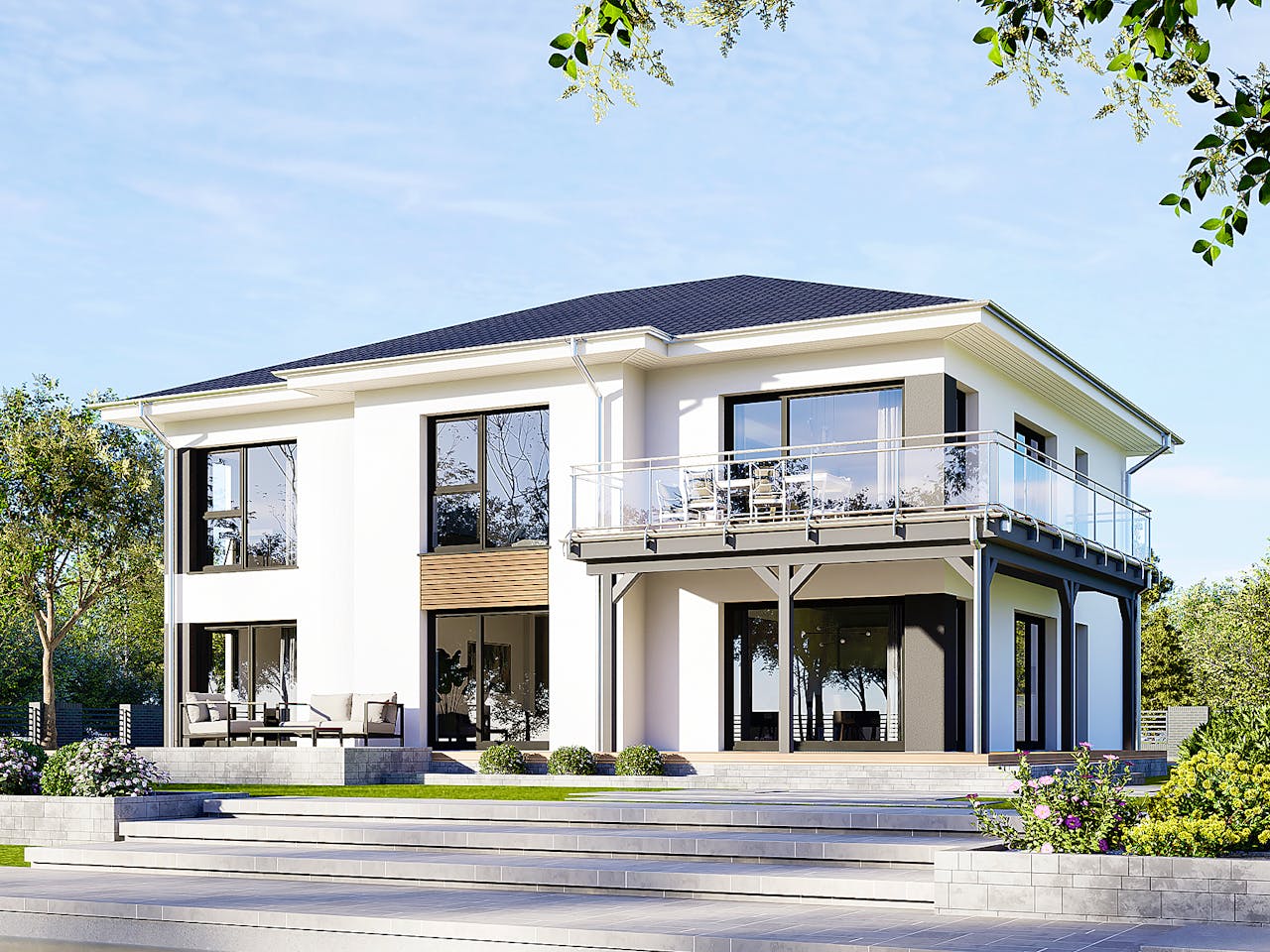 Fertighaus Plus 267 von Danwood Schlüsselfertig ab 590900€, Stadtvilla Außenansicht 1