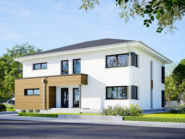 Fertighaus Plus 267 von Danwood Schlüsselfertig ab 590900€, Stadtvilla Außenansicht 2