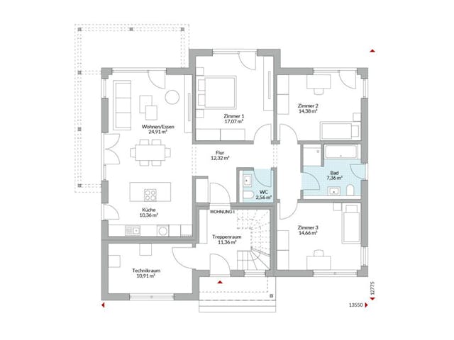 Fertighaus Plus 267 von Danwood Schlüsselfertig ab 590900€, Stadtvilla Grundriss 1