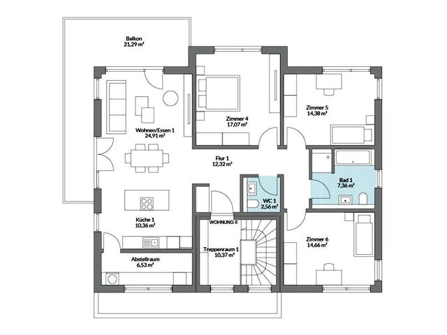 Fertighaus Plus 267 von Danwood S.A. - Zwei- und Mehrfamilienhäuser Schlüsselfertig ab 530400€, Stadtvilla Grundriss 2