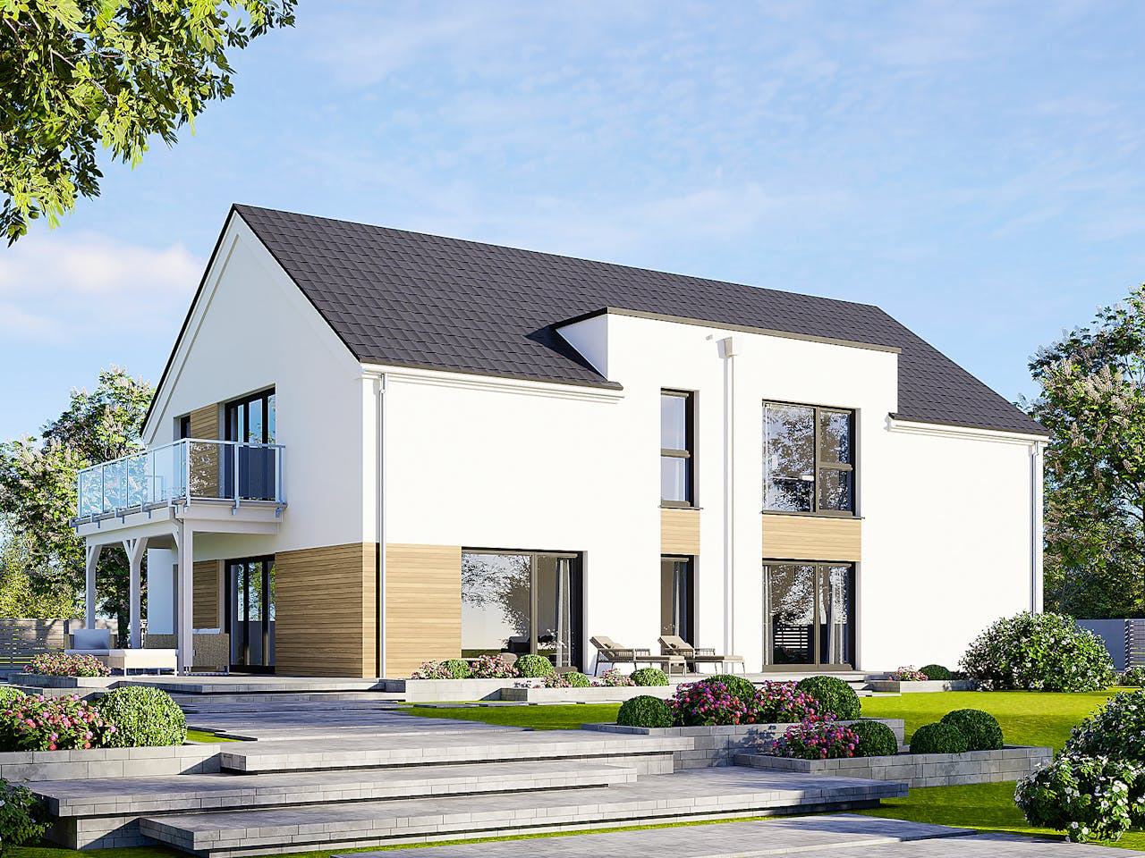 Fertighaus Plus 270 von Danwood Schlüsselfertig ab 568000€, Satteldach-Klassiker Außenansicht 1