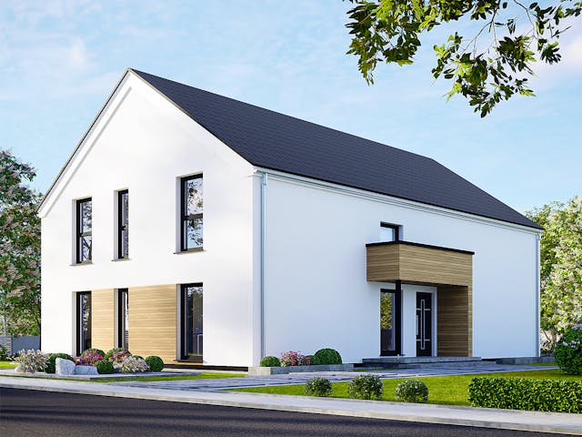 Fertighaus Plus 270 von Danwood Schlüsselfertig ab 568000€, Satteldach-Klassiker Außenansicht 2