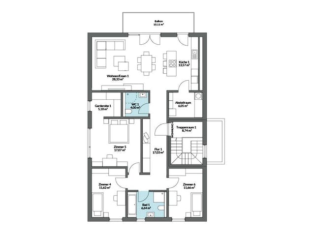 Fertighaus Plus 270 von Danwood S.A. - Zwei- und Mehrfamilienhäuser Schlüsselfertig ab 514600€, Grundriss 2