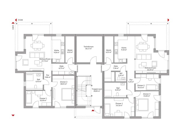 Fertighaus Poly 508 W4 von Danwood, Stadtvilla Grundriss 1