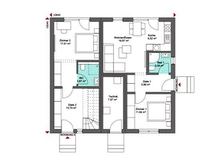 Fertighaus Privat 174.1 von Danwood Schlüsselfertig ab 394100€, Satteldach-Klassiker Grundriss 1