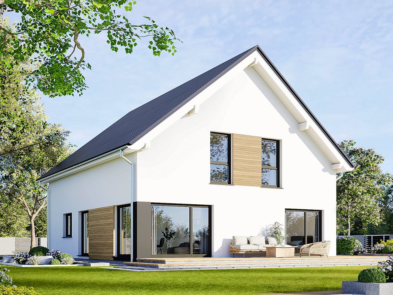 Fertighaus Privat 188 von Danwood Schlüsselfertig ab 418300€, Satteldach-Klassiker Außenansicht 1