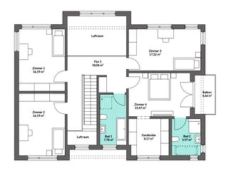 Fertighaus Privat 232 von Danwood Schlüsselfertig ab 553000€, Stadtvilla Grundriss 2
