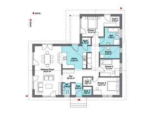 Fertighaus Perfect 131 von Danwood - Österreich Schlüsselfertig ab 208200€, Bungalow Grundriss 1