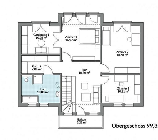Fertighaus Classic 196 von Danwood Schlüsselfertig ab 344800€, Stadtvilla Grundriss 2