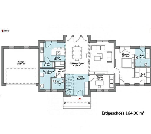 Fertighaus Classic 266 von Danwood Schlüsselfertig ab 469700€, Stadtvilla Grundriss 1