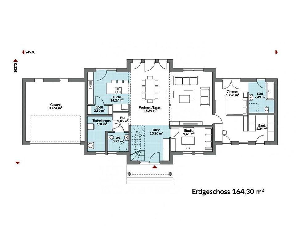 Fertighaus Classic 266 von Danwood Schlüsselfertig ab 480200€, Stadtvilla Grundriss 1