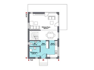 Fertighaus Living Point 122 von Danwood Schlüsselfertig ab 183800€, Satteldach-Klassiker Grundriss 1