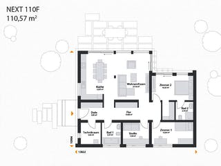 Fertighaus Next 110 F von Danwood - NEXT by Danwood Schlüsselfertig ab 370900€, Bungalow Grundriss 1