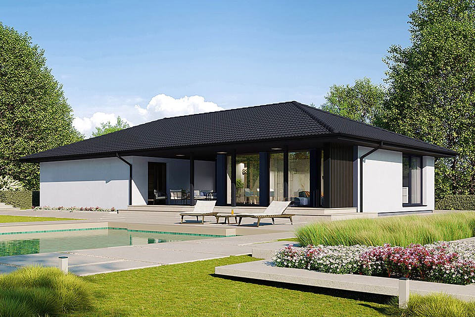 Fertighaus Next 140 WT von NEXT by Danwood Schlüsselfertig ab 451400€, Bungalow Außenansicht 2