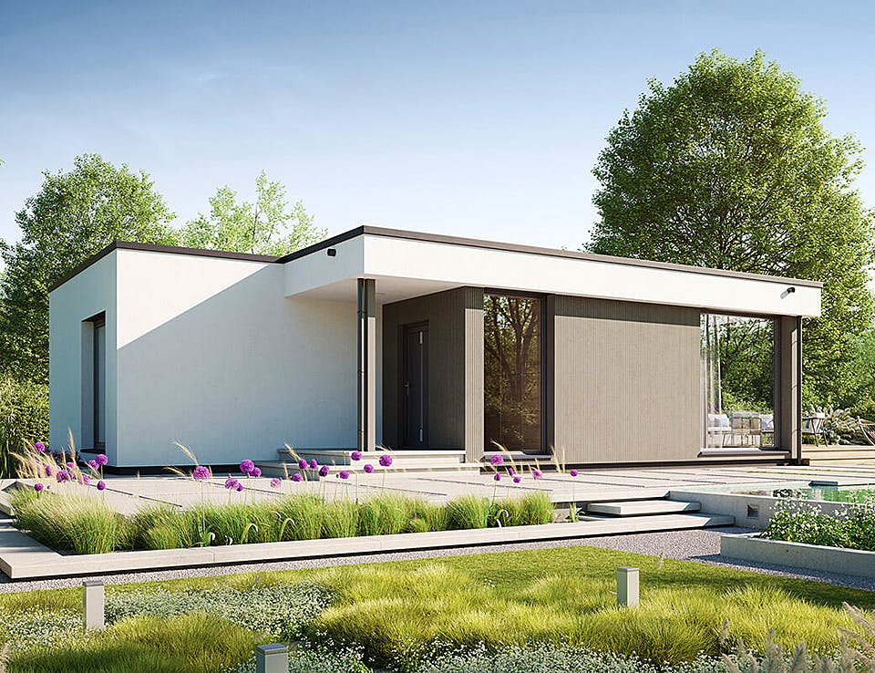 Fertighaus Next 80 F von NEXT by Danwood Schlüsselfertig ab 233500€, Bungalow Außenansicht 1