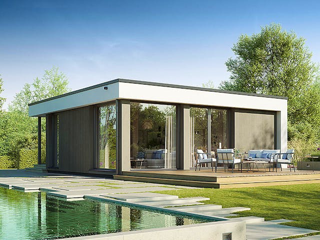 Fertighaus Next 80 F von Danwood - NEXT by Danwood Schlüsselfertig ab 276500€, Bungalow Außenansicht 2