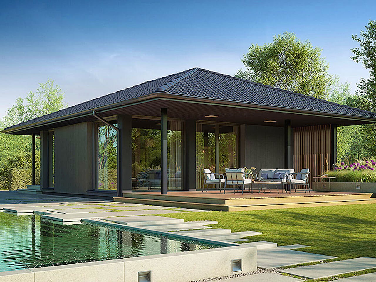 Fertighaus Next 80 WT von Danwood - NEXT by Danwood Schlüsselfertig ab 299400€, Bungalow Außenansicht 1