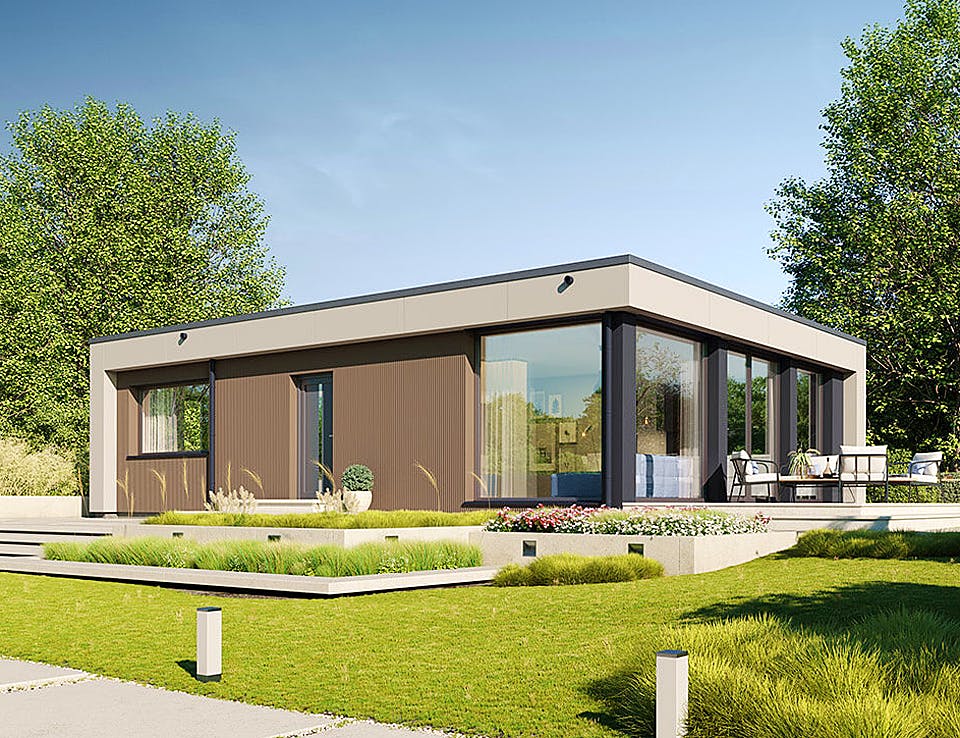 Fertighaus Next 90 F von NEXT by Danwood Schlüsselfertig ab 249600€, Bungalow Außenansicht 2