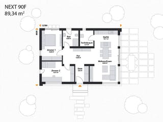 Fertighaus Next 90 F von Danwood - NEXT by Danwood Schlüsselfertig ab 292400€, Bungalow Grundriss 1