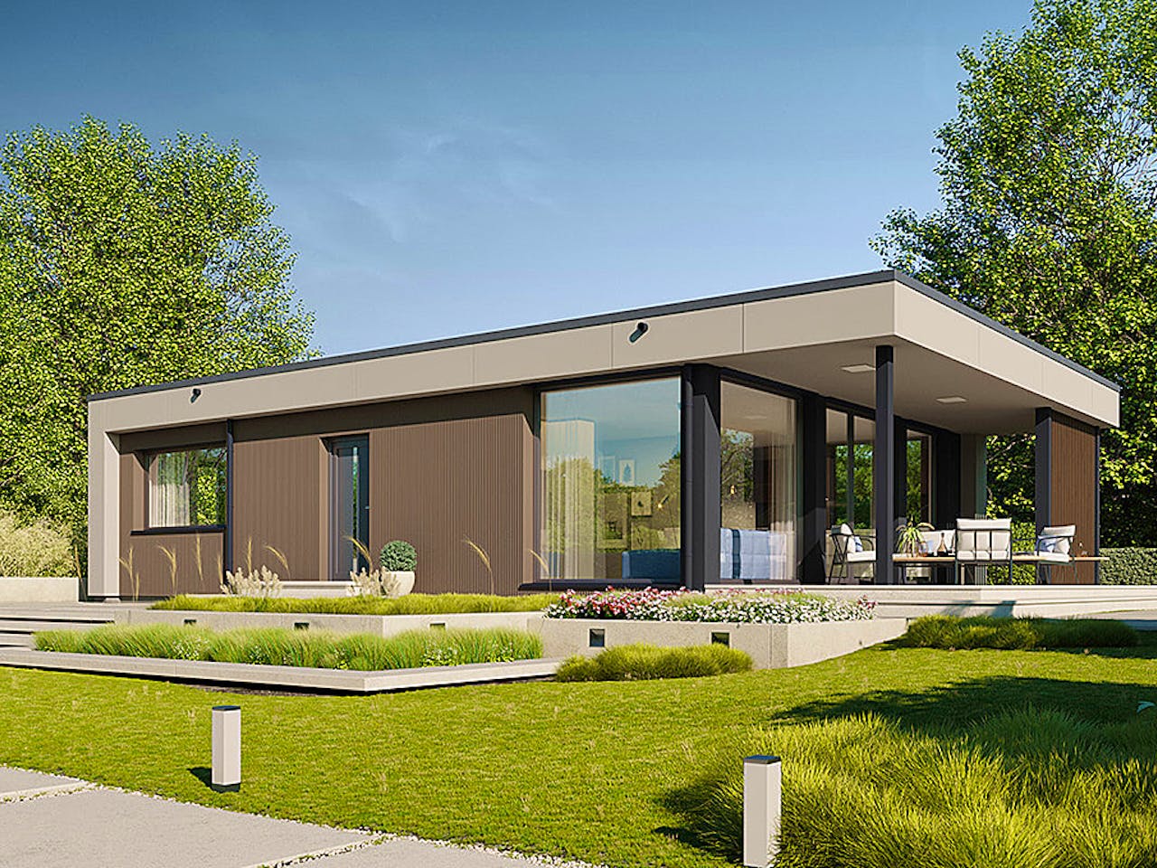 Fertighaus Next 90 FT von Danwood - NEXT by Danwood Schlüsselfertig ab 309500€, Bungalow Außenansicht 1