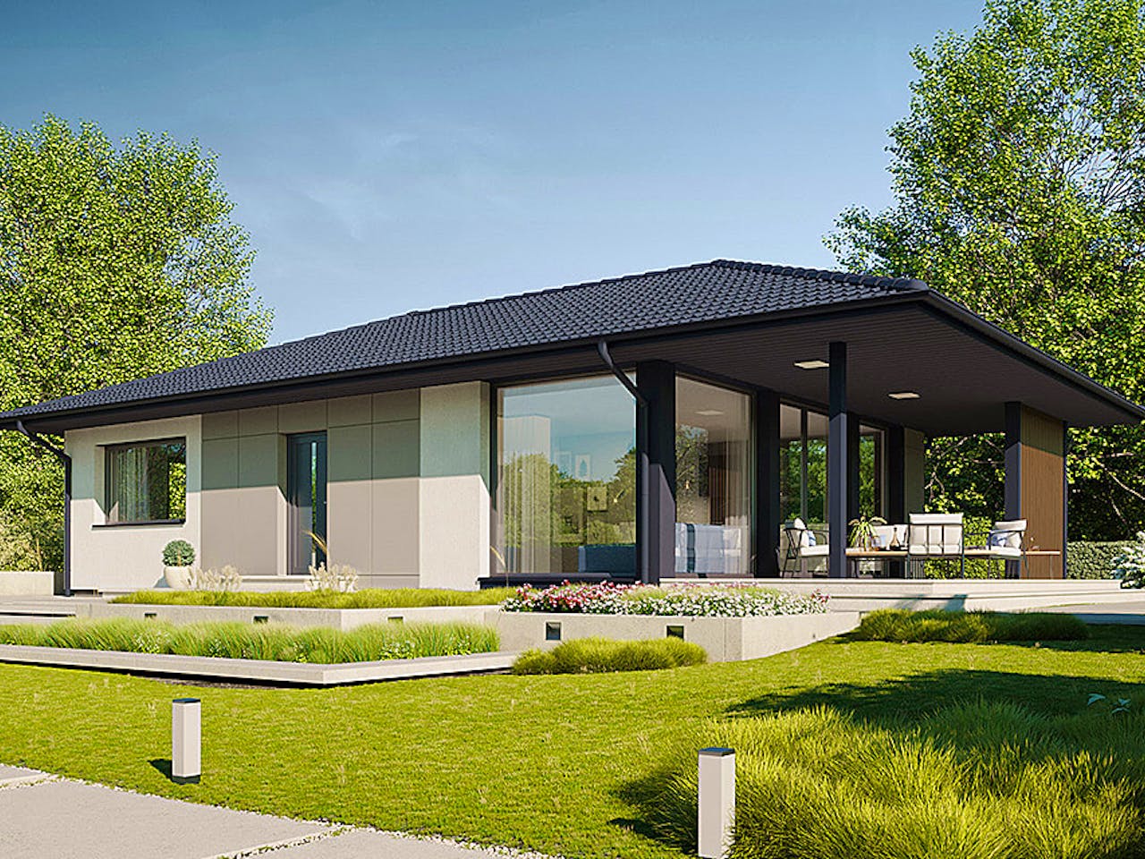 Fertighaus Next 90 WT von Danwood - NEXT by Danwood Schlüsselfertig ab 315800€, Bungalow Außenansicht 1