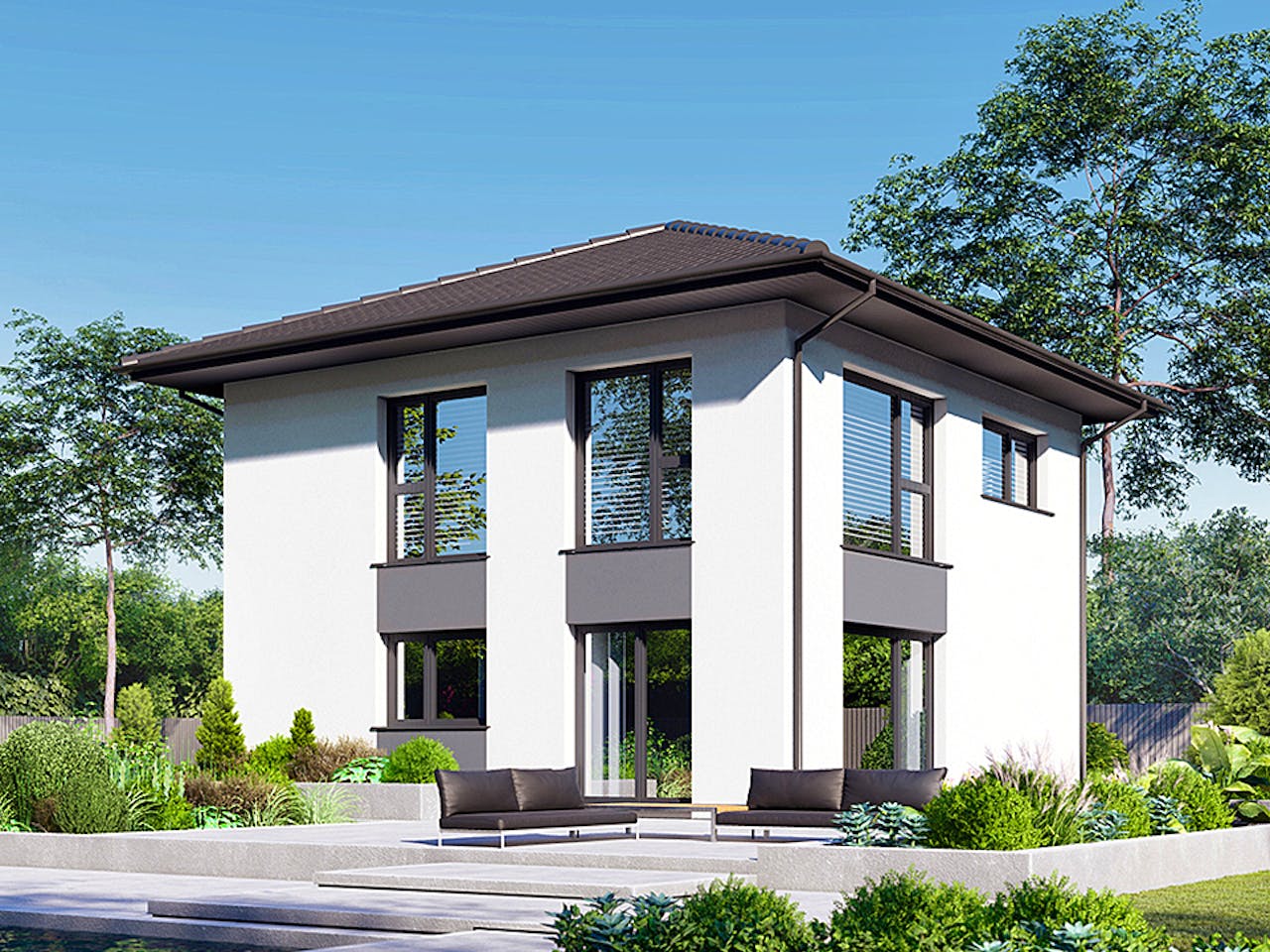 Fertighaus Park 118W von Danwood Schlüsselfertig ab 270300€, Stadtvilla Außenansicht 1