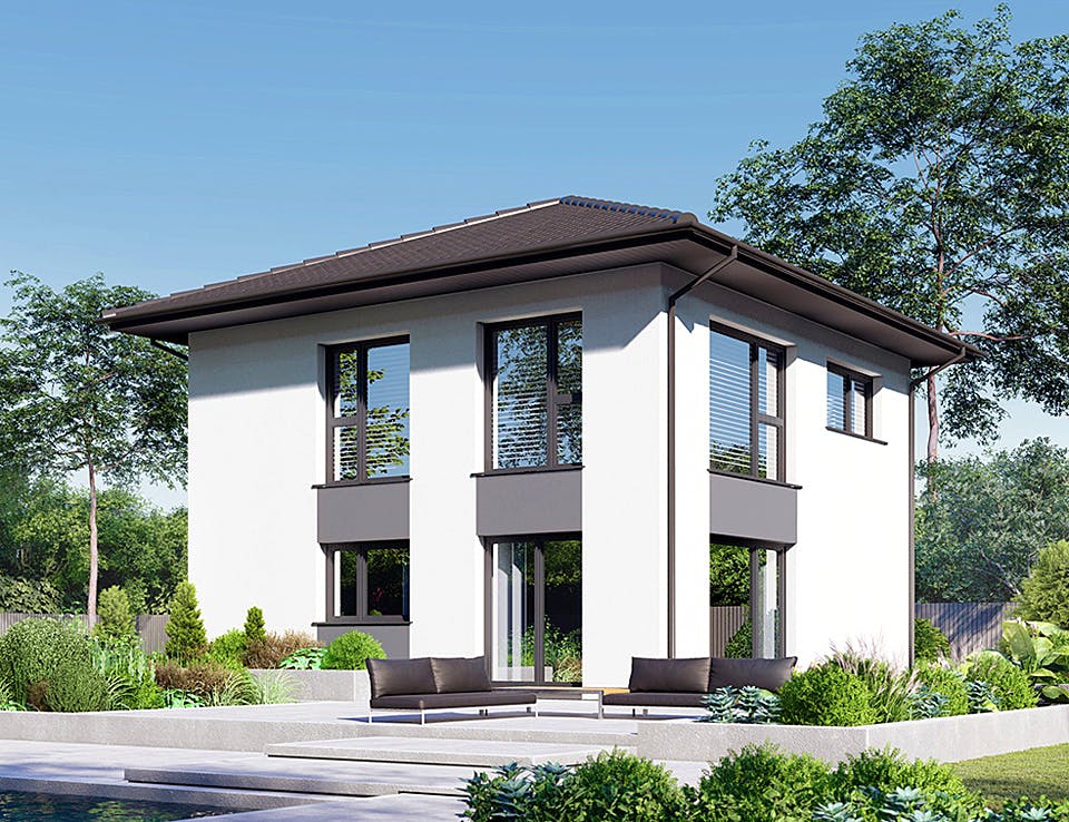 Fertighaus Park 118W von Danwood Schlüsselfertig ab 240900€, Stadtvilla Außenansicht 1