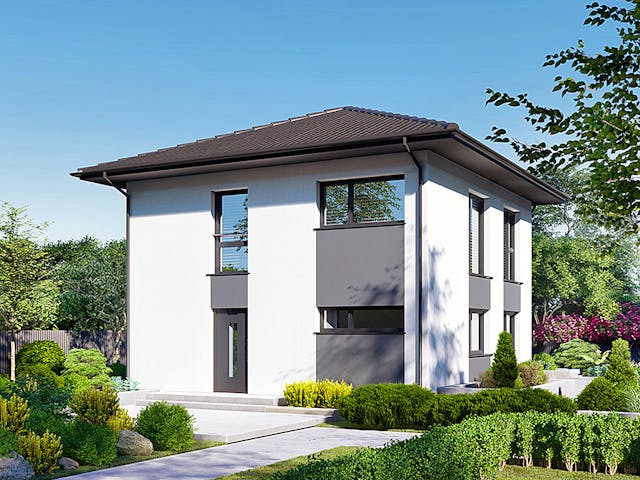 Fertighaus Park 118W von Danwood Schlüsselfertig ab 270300€, Stadtvilla Außenansicht 2