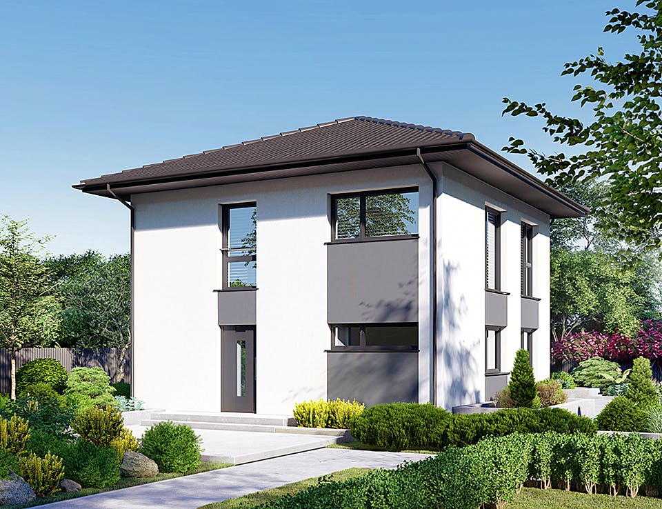 Fertighaus Park 118W von Danwood Schlüsselfertig ab 240900€, Stadtvilla Außenansicht 2