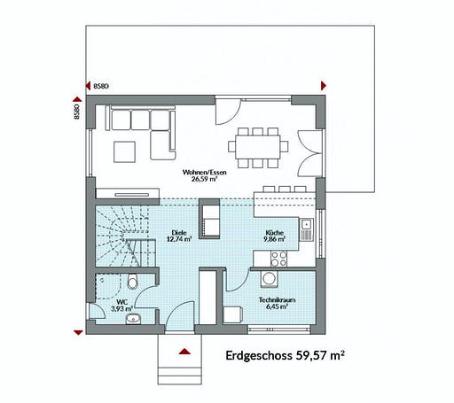 Fertighaus Park 118W von DAN-WOOD Schlüsselfertig ab 227400€, Stadtvilla Grundriss 1