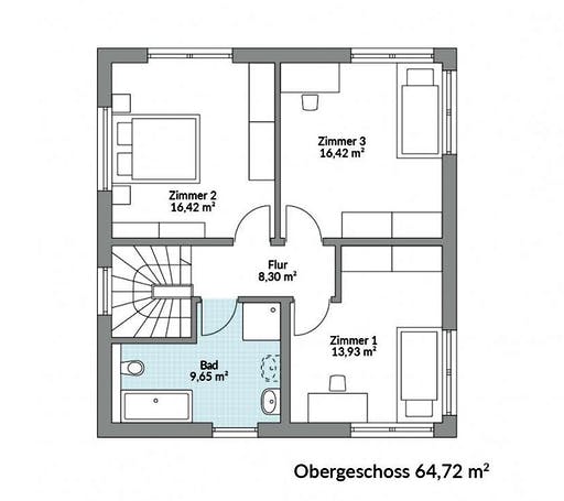 Fertighaus Park 131W von DAN-WOOD Schlüsselfertig ab 237200€, Stadtvilla Grundriss 2