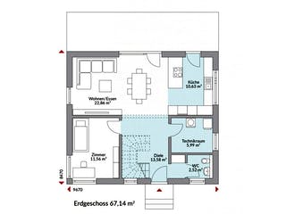 Fertighaus Park 132 W von Danwood Schlüsselfertig ab 210600€, Stadtvilla Grundriss 1