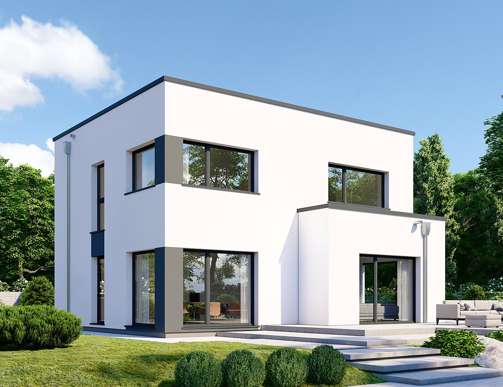 Fertighaus Park 133 CUBE von Danwood Schlüsselfertig ab 265900€, Cubushaus Außenansicht 1