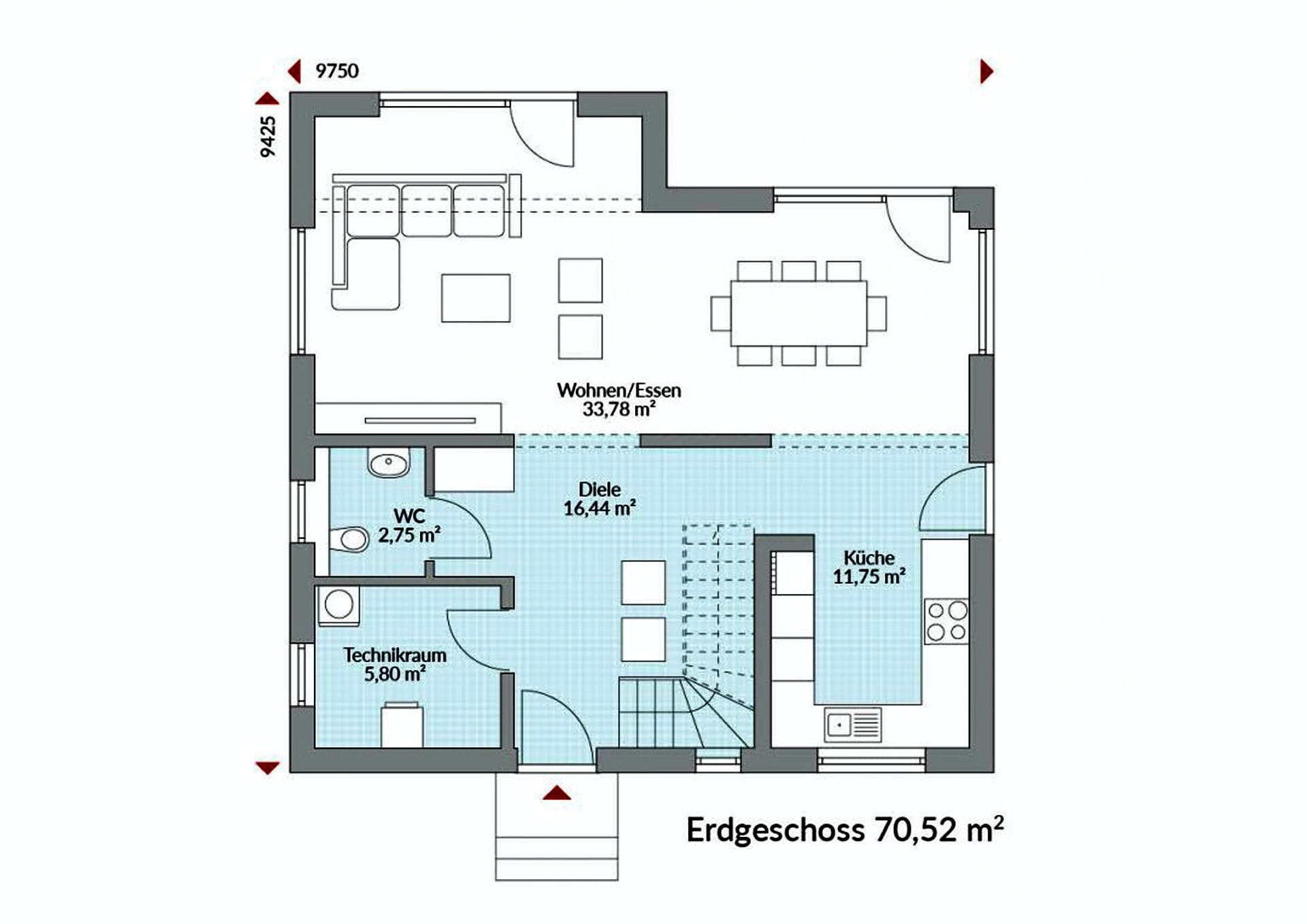 Fertighaus Park 133 CUBE von Danwood Schlüsselfertig ab 265900€, Cubushaus Grundriss 1