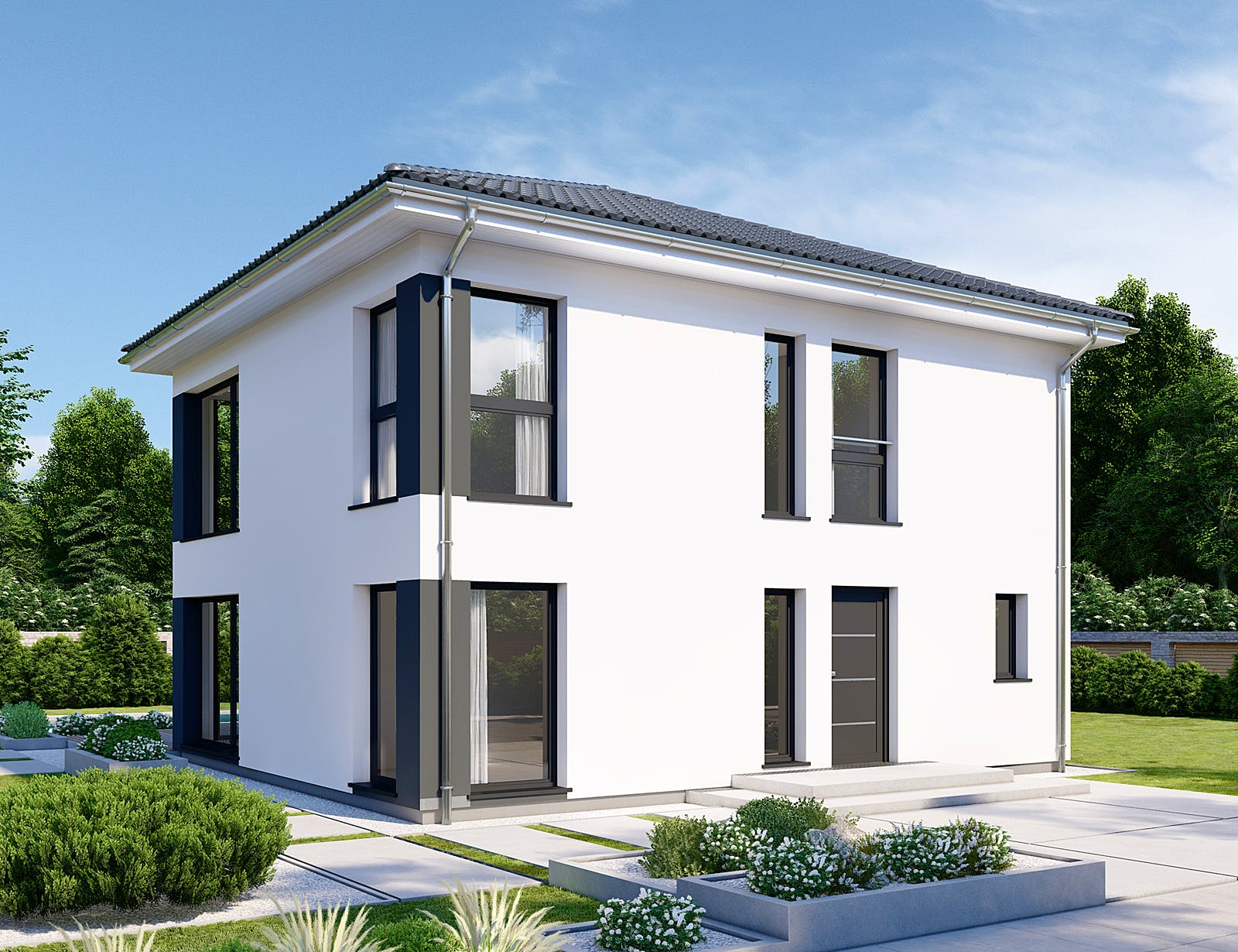 Fertighaus Park 133W von Danwood Schlüsselfertig ab 244500€, Stadtvilla Außenansicht 2