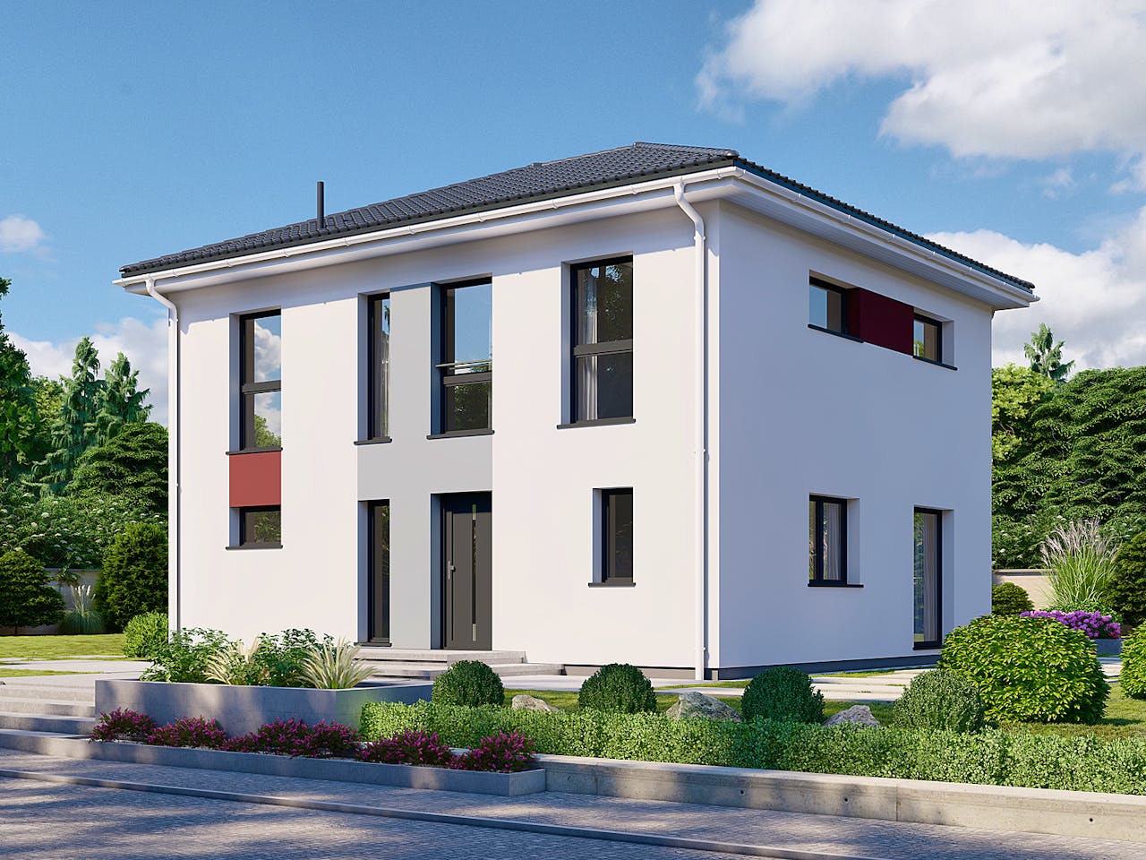 Fertighaus Park 140.1W von Danwood Schlüsselfertig ab 298400€, Stadtvilla Außenansicht 1